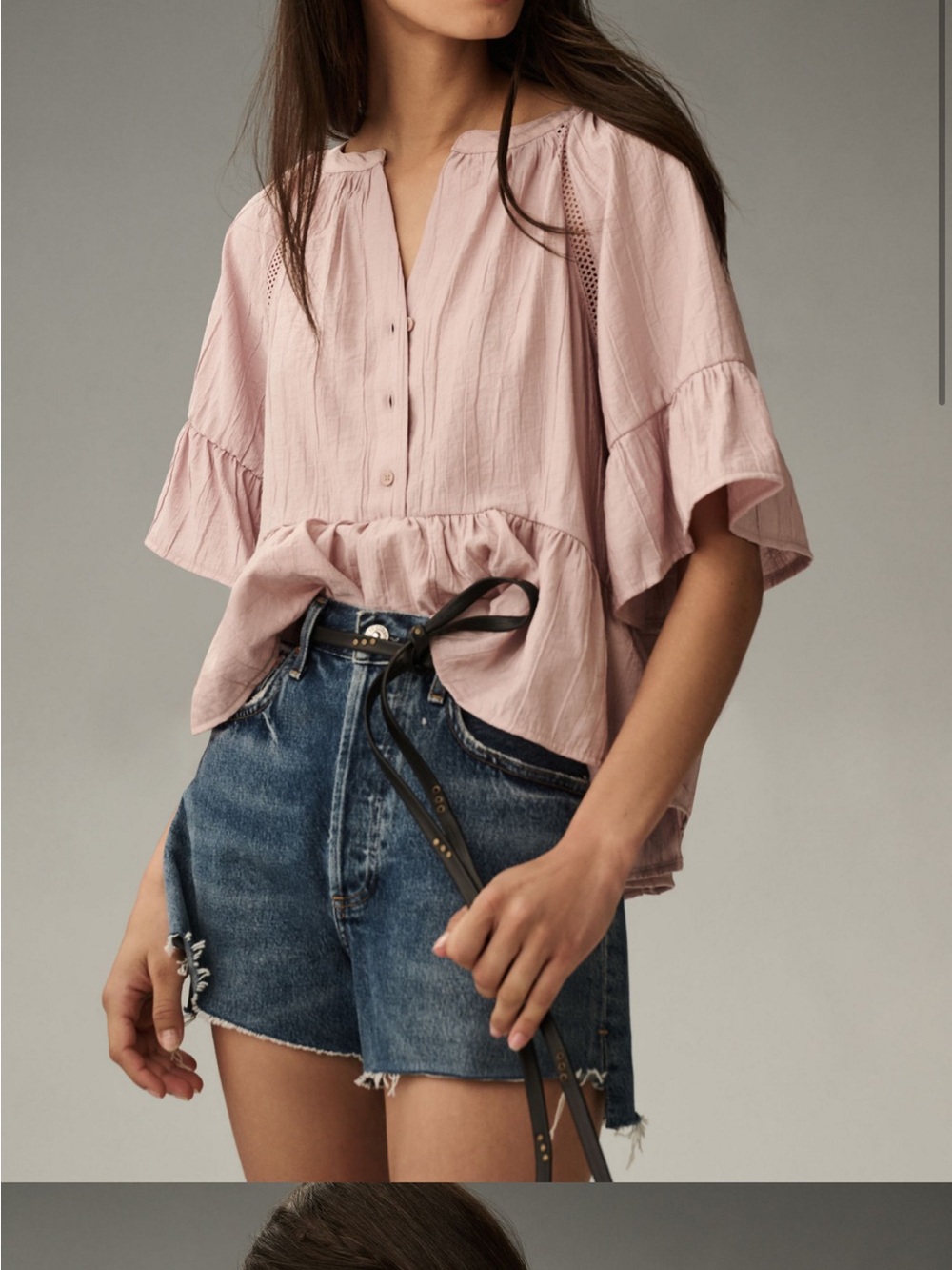 Anthropologie Short-Sleeve Peplum Swing Top